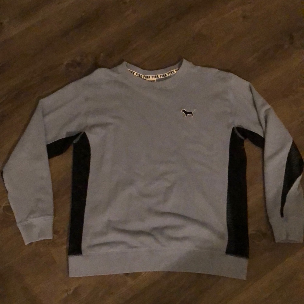 Pink crew neck pull over with mesh sides